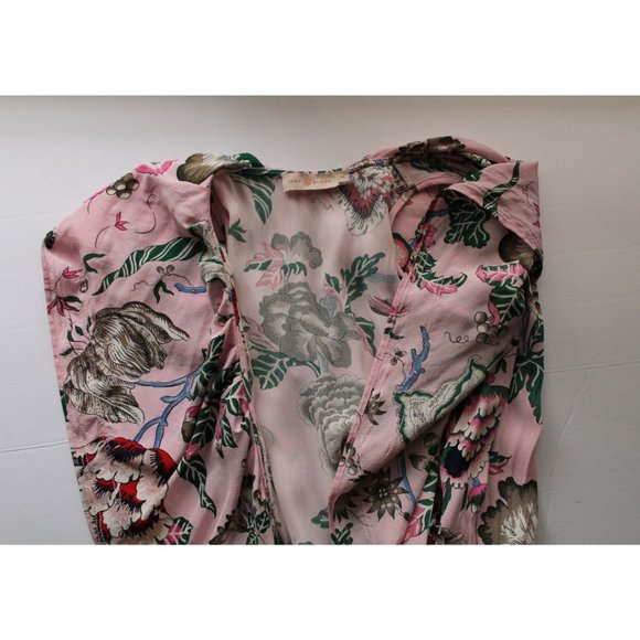 Tory Burch Adelia Ruffled Floral Dress Pink Happy Times Size 00 - Picture 7 of 9